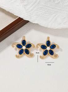 一對簡約花朵耳環 - 彩色 - 查看 6