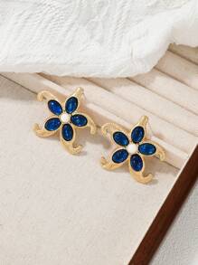 一對簡約花朵耳環 - 彩色 - 查看 5