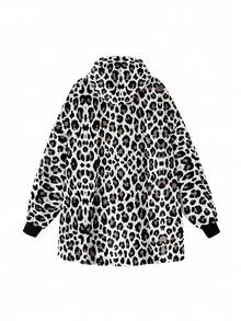 1 Miếng Trắng Cơ sở In hoa Báo áo có mũ Áo pyjama - Đen và trắng - Xem 5