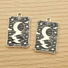 10入組太陽月亮吊墜,珐琅吊墜,鋅合金鍍金 - 彩色 - 查看 13