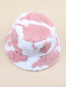 1pc Women's Plush Cow Pattern Bucket Hat - Multicolor - View 2