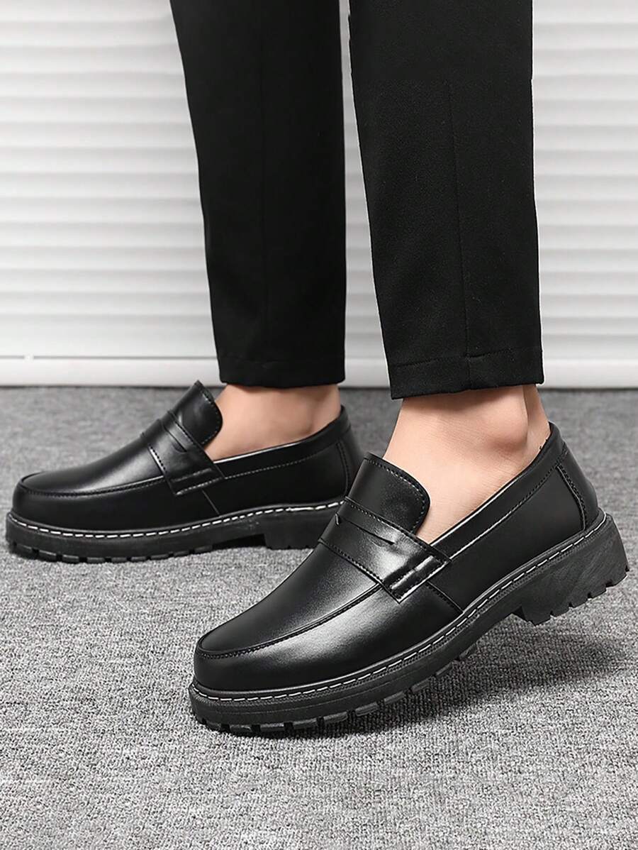 Nam Thoáng khí Da Linh hoạt Đen Giải trí Làm việc Giày ống Chelsea , Giày lười Thiết kế - màu đen - Xem 1