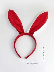 1 件聖誕兔女郎風格可愛紅兔耳髮帶 - 紅色 - 查看 5
