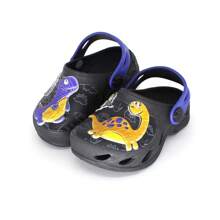 Plugt男童恐龍輕便舒適藍紅黑色拖鞋 - 黑色 - 查看 3