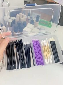 1pc Portable Storage Box With Six/ Five Compartments For Makeup Tools, Hair Accessories, Lip Brushes, With Buckle ,Jewellery Box,Pouch,Makeup Brush Holder,Brush Holder,Perfume Organiser,Pouch Bag