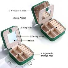 Travel Jewelry Box - Travel Jewelry Case for Women, Small Jewelry Travel Case| Mini Jewelry Case| Birthday Gifts for Women Gifts for Girlfriend Gifts for Friends Jewelry Holder - Green - View 5