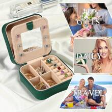 Travel Jewelry Box - Travel Jewelry Case for Women, Small Jewelry Travel Case| Mini Jewelry Case| Birthday Gifts for Women Gifts for Girlfriend Gifts for Friends Jewelry Holder - Green - View 4