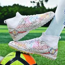 1pair Men's New Indoor Soccer Shoes For 5-A-Side Football Match Training With Detachable Studs Ronaldo  Cleats - White - View 8
