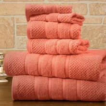 Bibb Home 6 Piece Egyptian Cotton Towel Set - Popcorn Coral - View 1