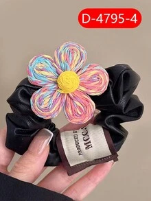 1 Dây buộc tóc bản rộng bằng da PU nhiều màu bện hoa ngọt ngào cá tính dành cho nữ để đeo hàng ngày - Nhiều màu - Xem 4