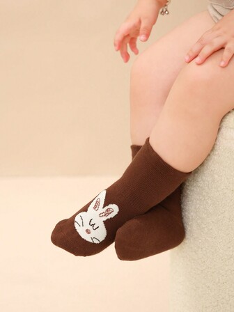 5 双婴儿可爱卡通图案袜子，多色春季新款防滑男童女童袜子