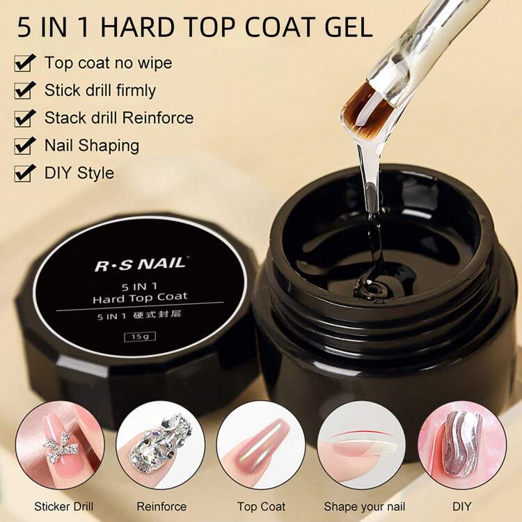 RS NAIL 5 IN 1ハードトップコート 1個 15g ジェルネイル強化