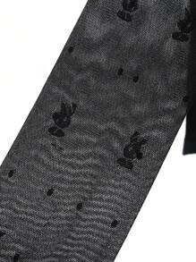 1pc Toddler Girls'  Jacquard Thin, High-Stretch Pantyhose With Socks, Suitable For Daily Wear, Cute School Style - Black - View 5