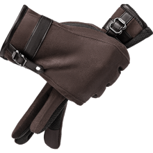 BISON DENIM 1對冬季溫暖仿麂皮手套,全指觸控毛絨手套適用於男女情侶日常戶外運動