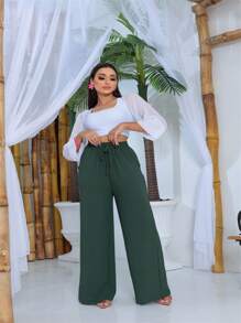 Moda Primavera/verano 2023/2024, Sencilla, Informal, Suelta, Transpirable, Elástica Y Cómoda - Verde Oscuro - Ver 3