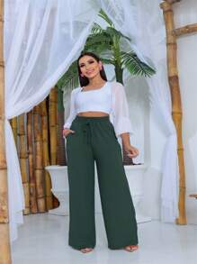 Moda Primavera/verano 2023/2024, Sencilla, Informal, Suelta, Transpirable, Elástica Y Cómoda - Verde Oscuro - Ver 2