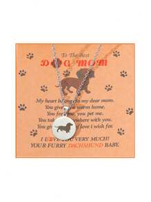 Goodwaro 1 pieza Fashionable Collar colgante de acero inoxidable grabado con laser de Dachshund, perro pastor, Golden Retriever, Corgi, gran regalo del Dia de la Madre para mamá de perro con cadena de clavícula hecha a mano y hermoso empaque de tarjeta, adecuado para usar en el Dia de la Madre