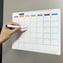 1pc Magnetic Refrigerator Whiteboard Reminder With Erasable Writing Surface For Weekly Planner And Memo And Calendar - White - View 6
