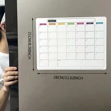 1pc Magnetic Refrigerator Whiteboard Reminder With Erasable Writing Surface For Weekly Planner And Memo And Calendar - White - View 2