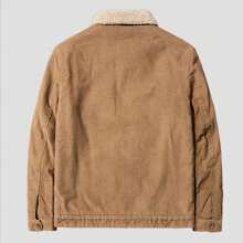 男士工装夹克秋季加厚外套加绒加厚多口袋保暖外套灯芯绒户外夹克健身服男 - 卡其色 - 查看 4