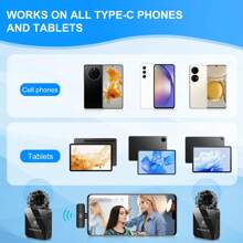 Puluz Type-c手機無線領夾式麥克風,type-c接收器和雙麥克風(黑色) - 黑色 - 查看 9