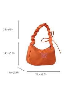 新品时尚蝴蝶图案单肩包，设计简约，情人节 - 橘色 - 查看 2