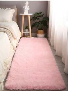 Tapete passadeira felpuda Peludo Macio Marrom Mesclado Luxo 2,00x0,60 - Rosa Bebê - Visão 3