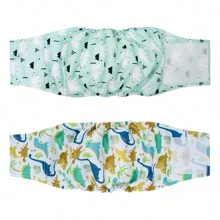 2 件装公狗腹带网状衬里小型犬腹带防漏可洗可重复使用小狗尿布 S、M、L、XL - 彩色 - 查看 1