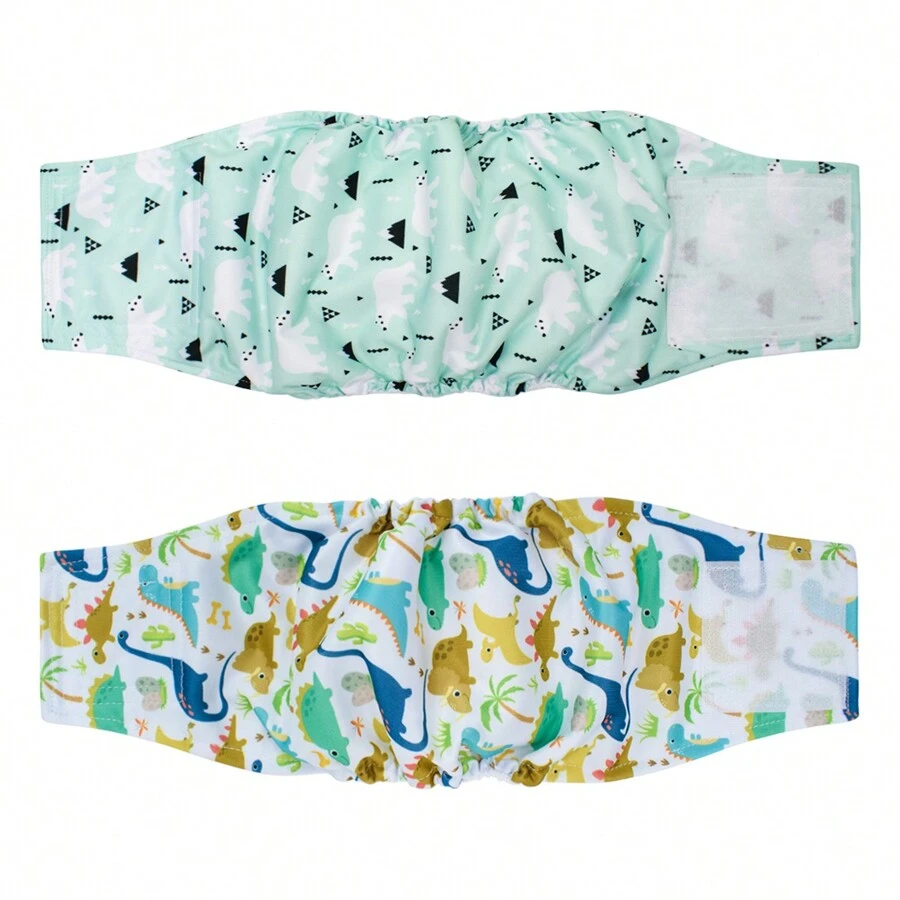 2 件装公狗腹带网状衬里小型犬腹带防漏可洗可重复使用小狗尿布 S、M、L、XL - 彩色 - 查看 1