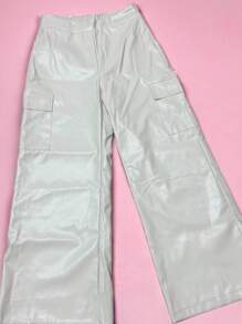 PANTALONES DE VINIPIEL - Blanco - Ver 1
