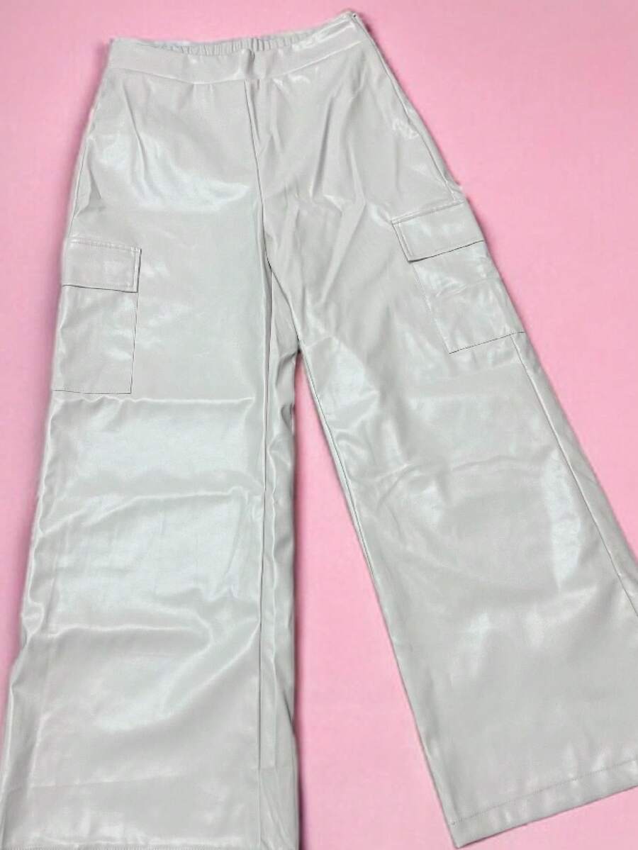 PANTALONES DE VINIPIEL - Blanco - Ver 1