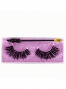 1pair Crisscross False Eyelashes - Black - View 1