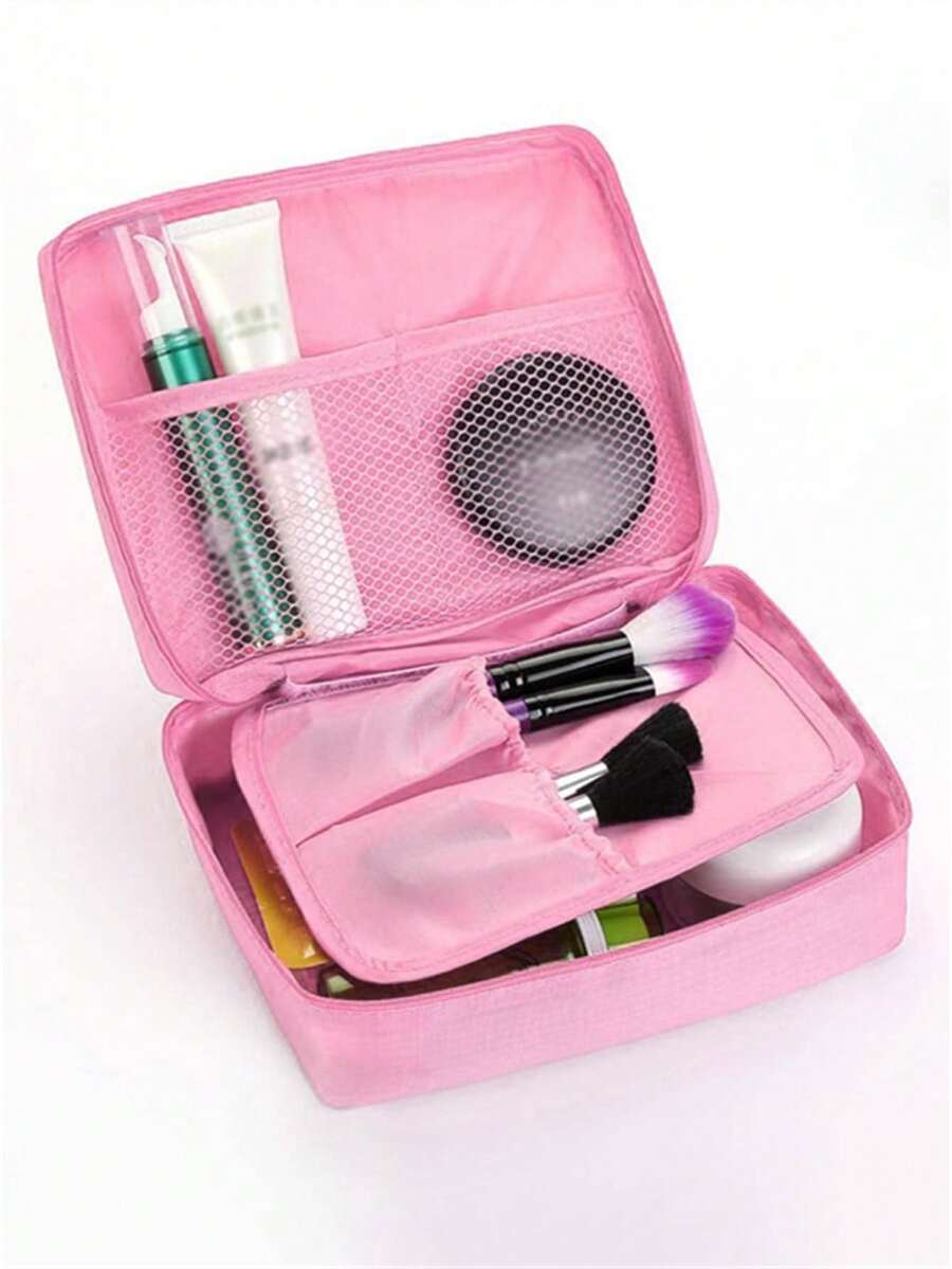 [Giảm giá Thứ Sáu Đen] [Quà Giáng sinh] Túi đựng mỹ phẩm hai lớp Túi trang điểm dành cho nữ Tổ chức du lịch Bảo quản chuyên nghiệp Bàn chải cần thiết Hộp đựng đồ trang điểm Túi vệ sinh làm đẹp - Hồng - Xem 1