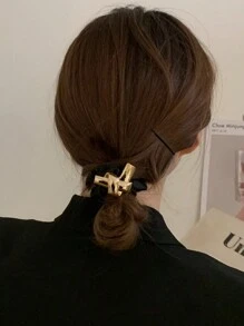 1 件合金不对称结时尚别致弹性马尾辫夹，适合日常使用 - 彩色 - 查看 3