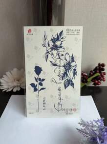 1張性感百合和玫瑰花圖案的水餃刺青貼紙,帶有草本植物,可持續7-14天,適合女性和女孩使用胸部,腰部和手臂區域