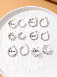 12pcs Elegant Alloy Faux Pearl Earrings Set