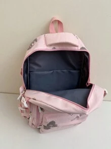 粉色時尚新款通用印花肩背包,大容量適用於休閒、學校、旅遊等。學校書包休閒背包戶外情人節禮物男性 - 粉色 - 查看 8