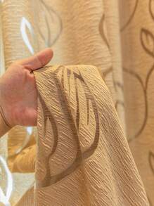 1pc Khaki Floral Cutout Vine & Leaf Sheer Curtain
