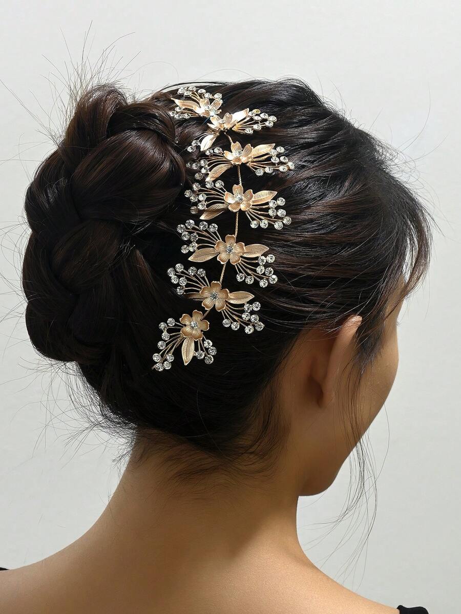 時尚奢華花卉裝飾頭飾,適用於婚禮和派對
