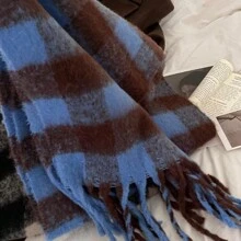 時尚圍巾 藍色、粉紅色、黑白格子 顏色隨機出貨 冬季女士必備 秋冬加厚保暖圍巾 - 彩色 - 查看 3