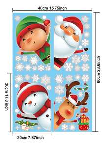 Santa Claus & Reindeer Wall & Window Sticker, Christmas Decoration Snowflake Decals - D - View 3