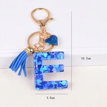 Boho 1pc Tassel Heart Initial Keychain, Glitter Love Key Chain For Purse/Backpack/Car Key, Charm Earphone Case Accessory, Valentine's Day For Women/Girls/Female Car Accessories Bag Charm Backpack For School Cute Goth Y2k Halloween Accessories Teachers Day Christmas Gift Ideas Bag Accessories Lanyards With Id Holder Car Accessories Bag Charms