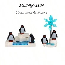 Diy動物主題小顆粒積木 - 包括企鵝冰川公園、北極雪景、企鵝冰島公園、兒童益智玩具 - 彩色 - 查看 1