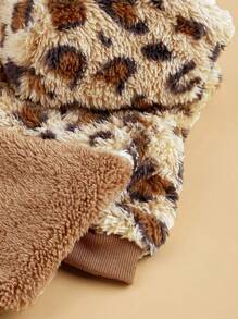 1pc Leopard Print Plush Pet Jacket, Suitable For Extra Small And Small Dog Breeds, Cats, Winter Pet Clothing - Brown - View 5