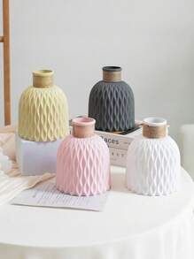 1pc Faux Silk Flower Bouquet Home Decor, Pink Floral With Green Leaves, Suitable For Wedding, Birthday, Anniversary Party, Tabletop, Living Room, Bedroom Decoration, Glass Vase - Khaki - View 10