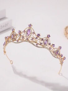 1 pieza Diadema en forma de corona de princesa con rhinestones brillantes, para niñas y chicas jóvenes