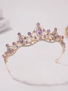 1 pieza Diadema en forma de corona de princesa con rhinestones brillantes, para niñas y chicas jóvenes