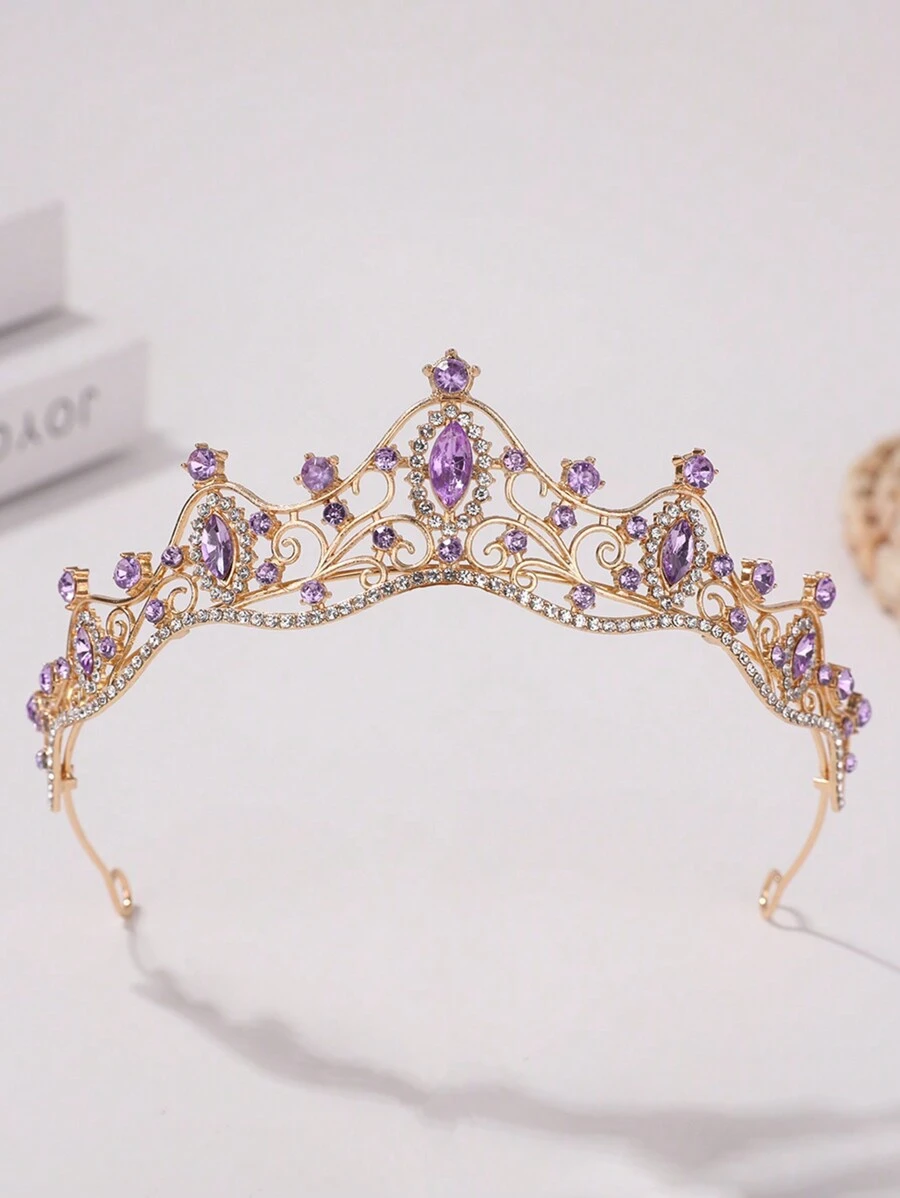 1 pieza Diadema en forma de corona de princesa con rhinestones brillantes, para niñas y chicas jóvenes
