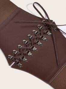 1入女式哥德式西部風格束腰馬甲,具有高彈性 - 咖啡棕 - 查看 4