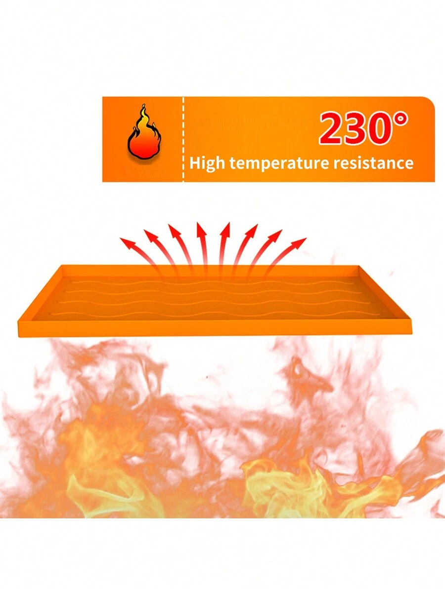 1pc Extra Large Bbq Grill Mat, Silicone Protective Pad And Cleaning Pad For Bbq Grill Plate, Silicone Protection - Orange - View 1
